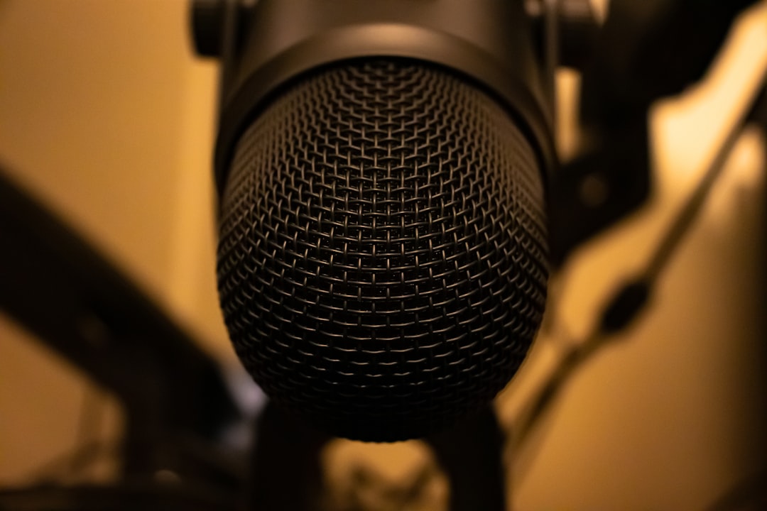 Close-up of podcast microphone